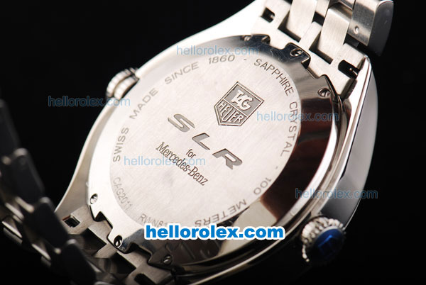 Tag Heuer SLR Mercedes-Benz Swiss Valjoux 7750 Automatic Movement Full Steel with White Dial and Silver Stick Markers - Click Image to Close